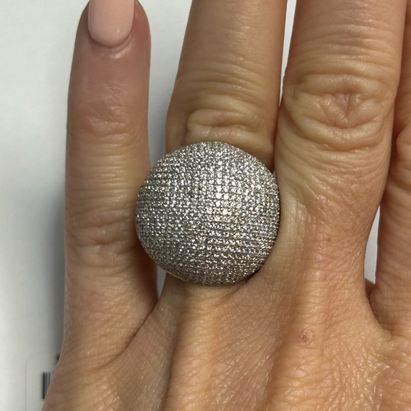 Suzy Levian Yellow Sterling Silver White CZ Pave Dome Ring NWT - Picture 7 of 7